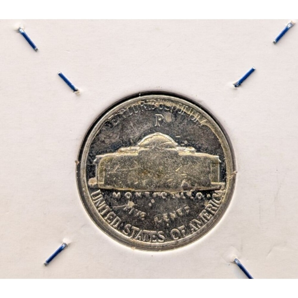 1942-P Silver Jefferson Nickel – Wartime Alloy, WWII Era, Philadelphia Mint - Picture 2 of 2